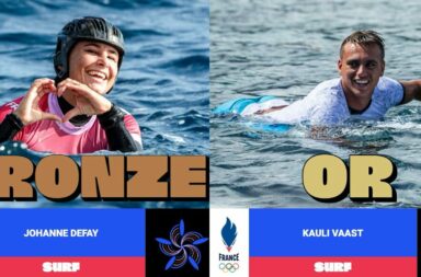 Kauli Vaast en or Johanne Defay en bronze jeux olympiques jo paris 2024 teahupo'o