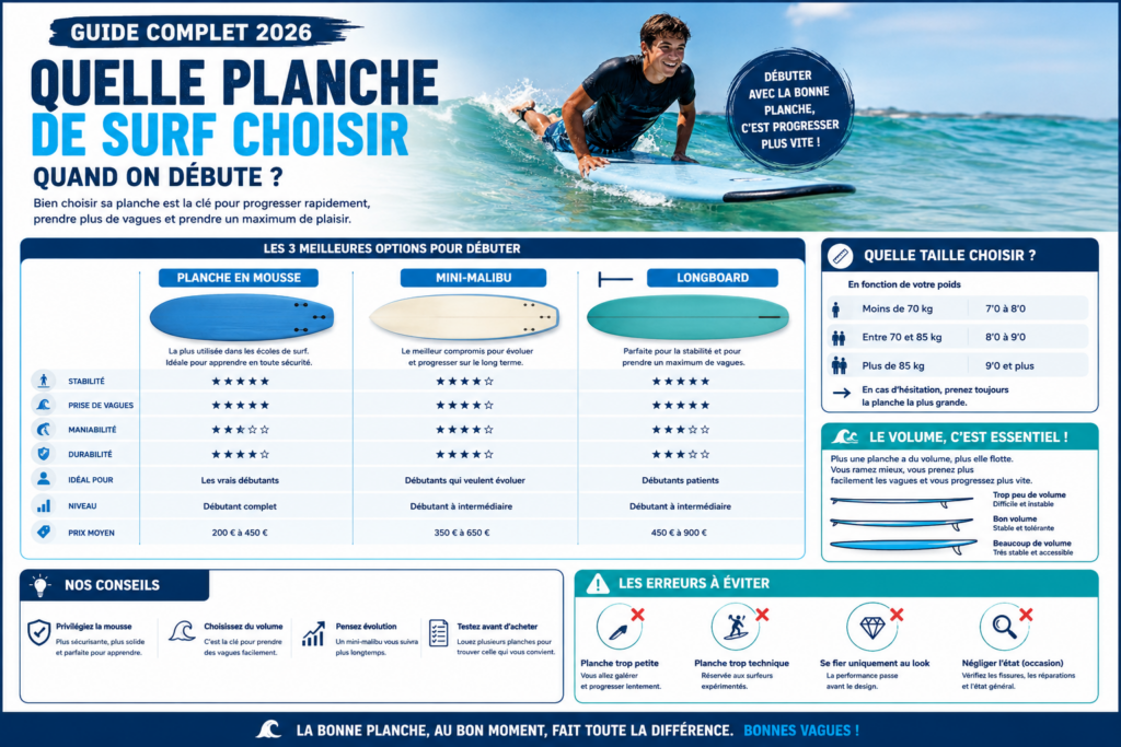 Guide comparatif des meilleures planches de surf pour débutants
