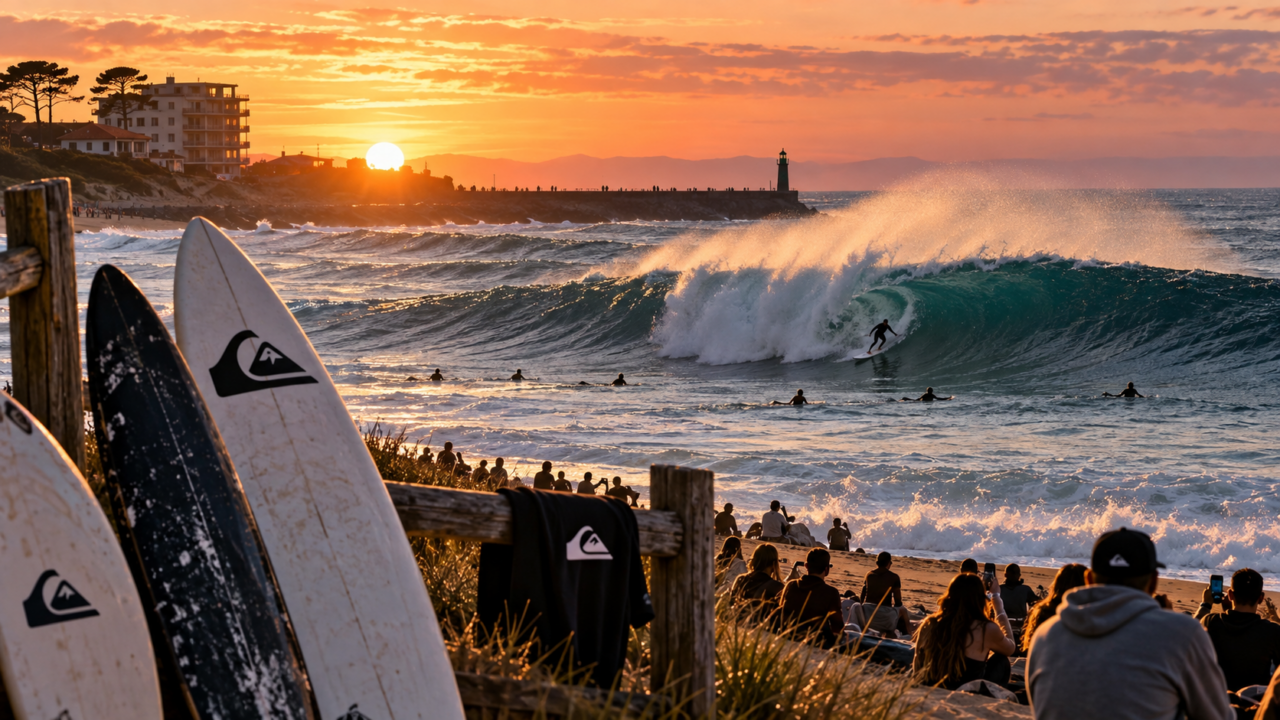 Surfeur dans une vague à Hossegor à l'occasion du Quiksilver Festival 2026.