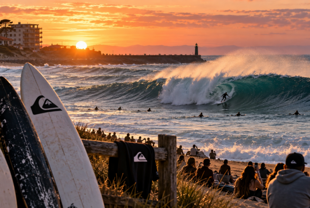Surfeur dans une vague à Hossegor à l'occasion du Quiksilver Festival 2026.