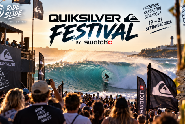 Session de surf à Hossegor pendant le Quiksilver Festival 2026 devant le public réuni sur la plage.